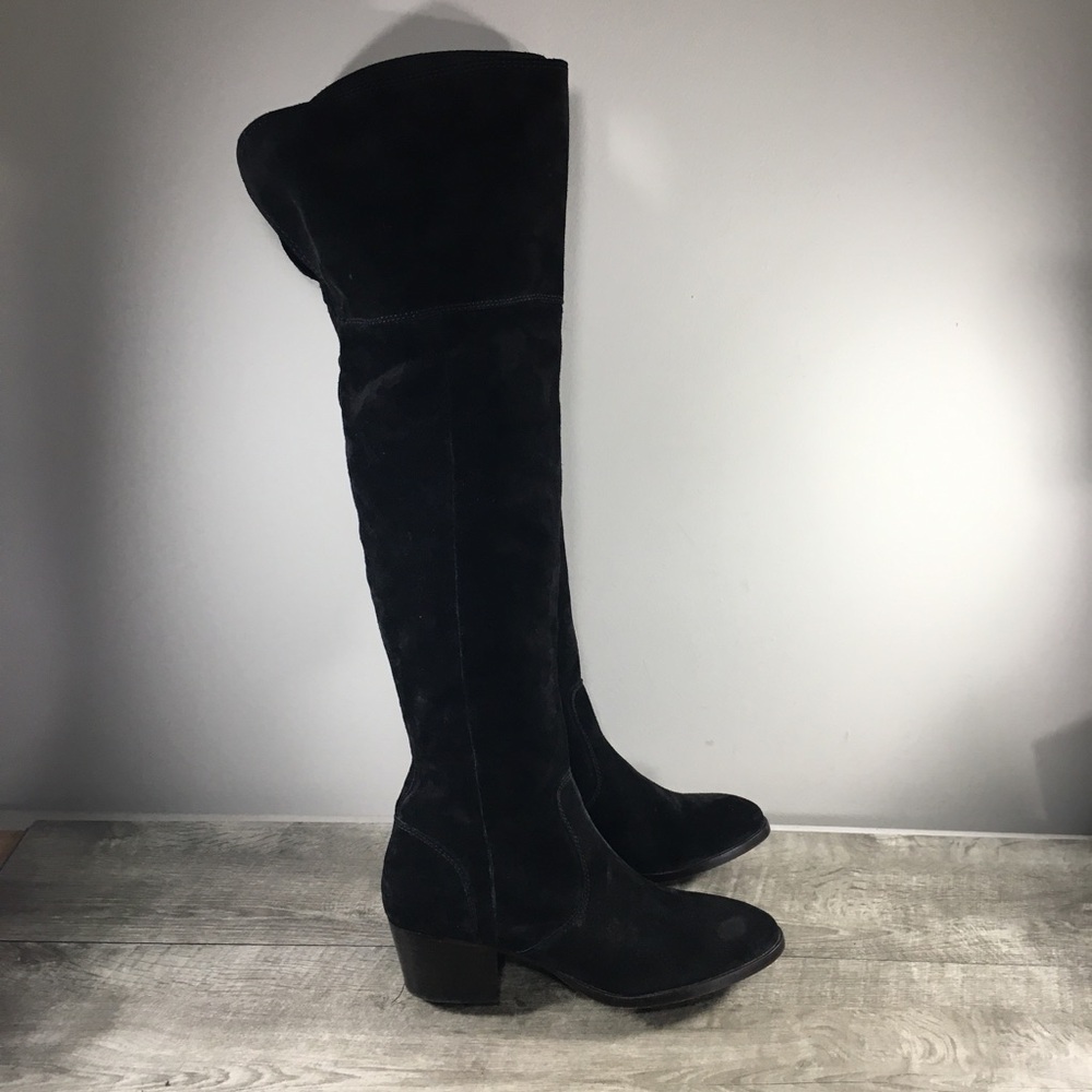 Womens Frye 75370 Clara Over The Knee Black Suede Side Zip Riding Boots Size 10